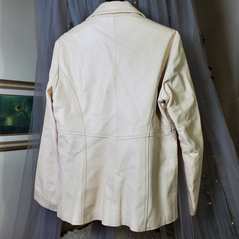 Wilsons Leather Retro Blazer Size M Pelle Studio 3 Button Collared - Picture 2 of 7